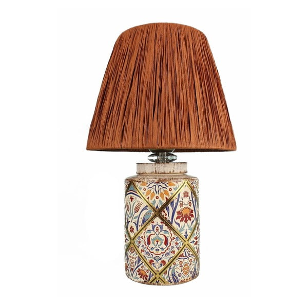 Stolová lampa v terakotovej farbe s tienidlom z papierového výpletu (výška  40 cm) Alev – Opviq lights