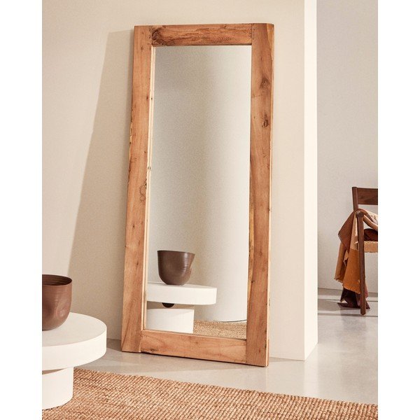 Nástenné zrkadlo s dreveným rámom 80x180 cm Maden – Kave Home-image-1