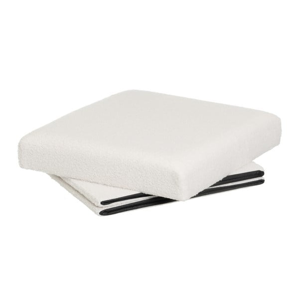 Biely taburet z textílie buklé Ecru – Casa Selección-image-2