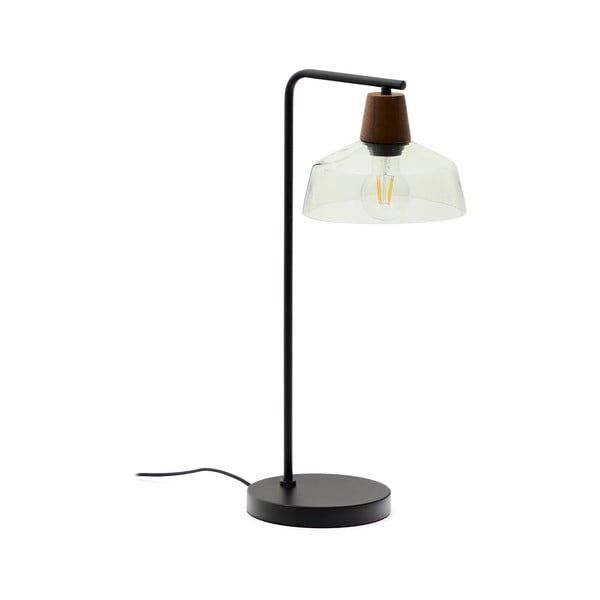 Zelená/v tmavoprírodnej farbe stolová lampa so skleneným tienidlom (výška 55 cm) Silex – Kave Home