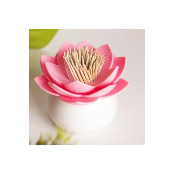 Stoján na špáradlá QUALY Lotus Toothpick, biely-ružový