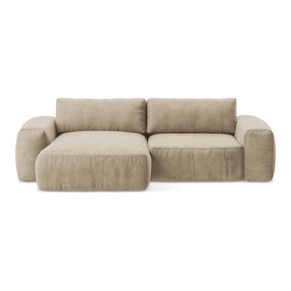 Svetlohnedá ženilková rozkladacia rohová pohovka (ľavý roh/s leňoškou) Kuki – Makamii