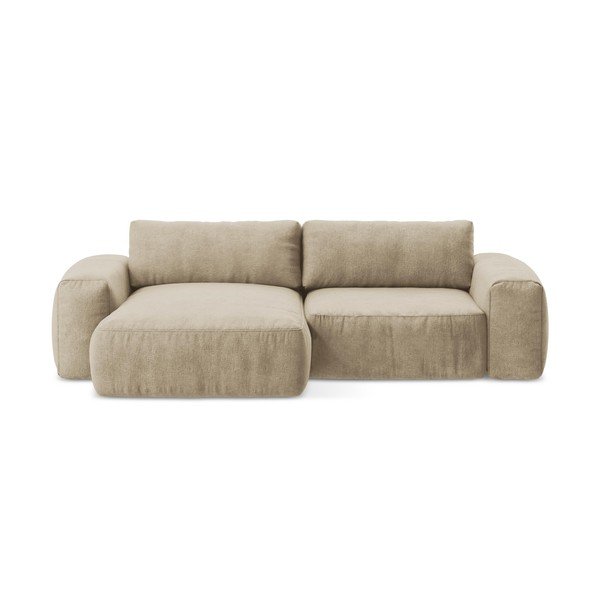 Svetlohnedá ženilková rozkladacia rohová pohovka (ľavý roh/s leňoškou) Kuki – Makamii