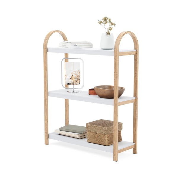 Biely prírodný regál v dekore exotického dreva 72x90 cm Bellwood - Umbra-image-4