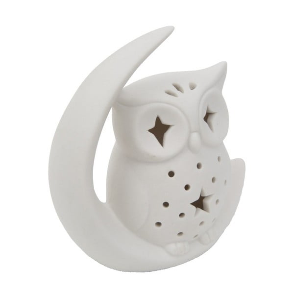 Biela porcelánová dekoratívna soška Mauro Ferretti Gufo Moon