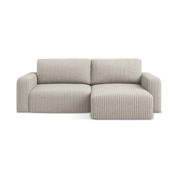 Béžová menčestrová rozkladacia/s úložným priestorom rohová pohovka (pravý roh/s leňoškou) Kona – Makamii