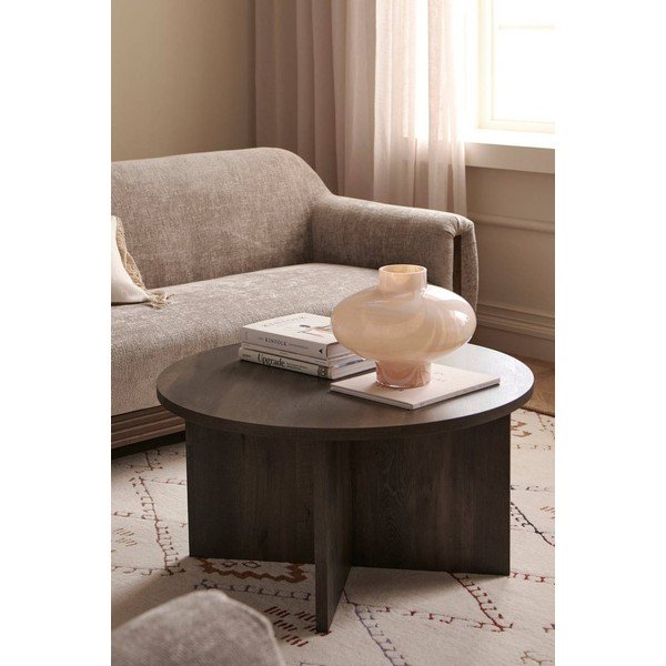 Hnedý okrúhly konferenčný stolík z MDF ø 85 cm Poppy – Ellos Home-image-2