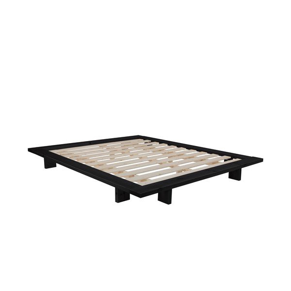 Dvojlôžková posteľ z borovicového dreva s matracom Karup Design Japan Double Latex Black/Black, 160 × 200 cm-image-3