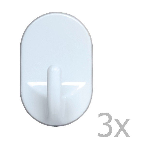 Sada 3 nástenných háčikov Wenko Medium Oval Hooks White-image-1
