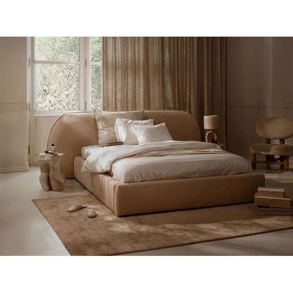 Zelená čalúnená dvojlôžková posteľ s úložným priestorom s roštom 180x200 cm Ovalo – Micadoni -image-1