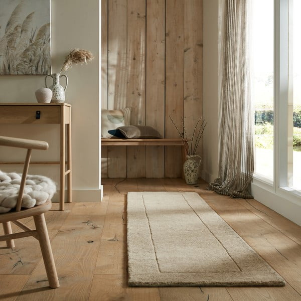Béžový vlnený behúň 60x230 cm – Flair Rugs-image-1