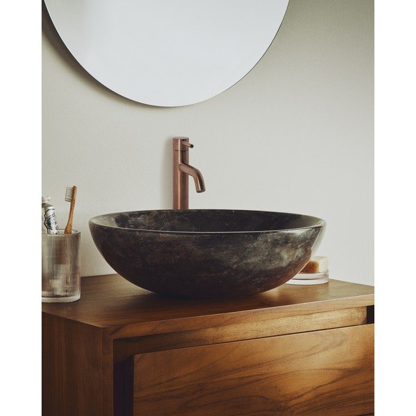 Sivé kamenné okrúhle umývadlo ø 40 cm Darnen – Kave Home-image-1