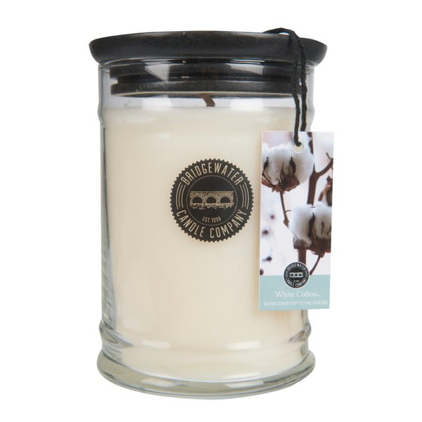 Veľká sviečka v skle Bridgewater candle Company Sweet White Cotton, doba horenia 140 - 160 hodín