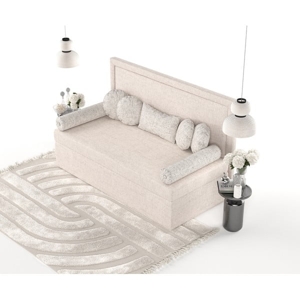 Béžová čalúnená jednolôžková posteľ 90x200 cm Scala – Maison de Rêve-image-4