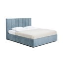 Modrá čalúnená dvojlôžková posteľ s úložným priestorom s roštom 180x200 cm Thessa Bold Line – Bonami Selection