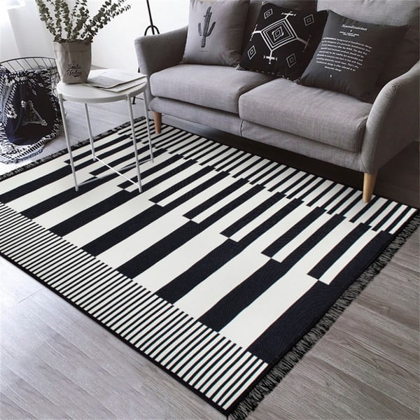 Čierno-biely obojstranný koberec Klotho, 120 × 180 cm-image-3