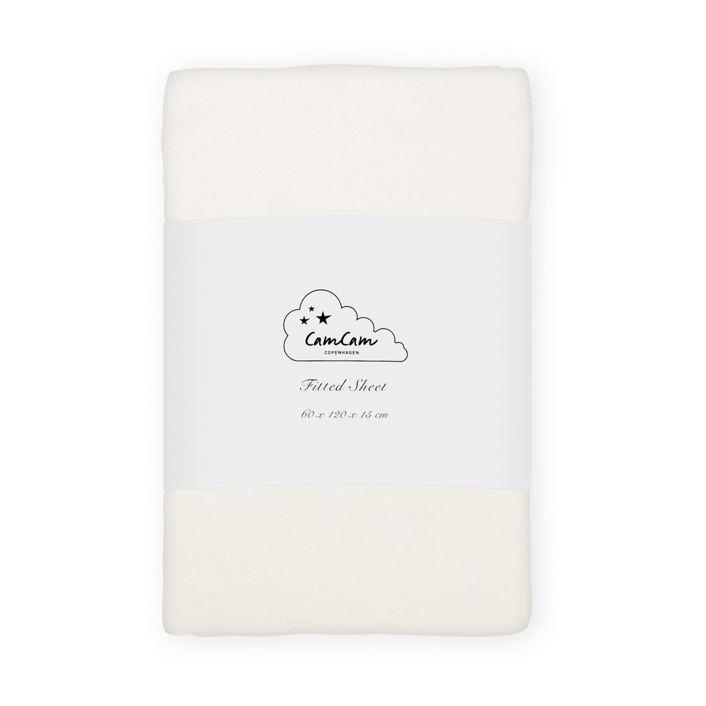 E-shop Krémovobiela napínacia detská plachta do postieľky z bio bavlny 60x120 cm Off-White – Cam Cam Copenhagen