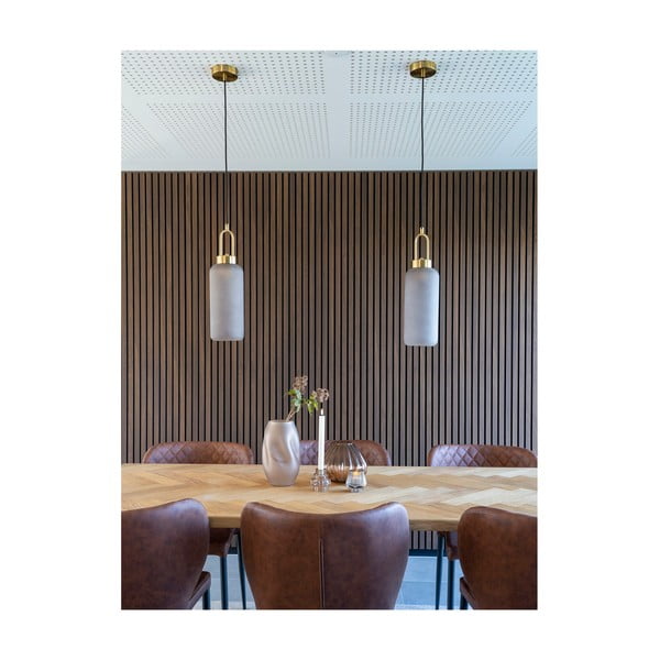 Závesné svietidlo v zlatej farbe so skleneným tienidlom ø 13 cm Luton – House Nordic-image-1