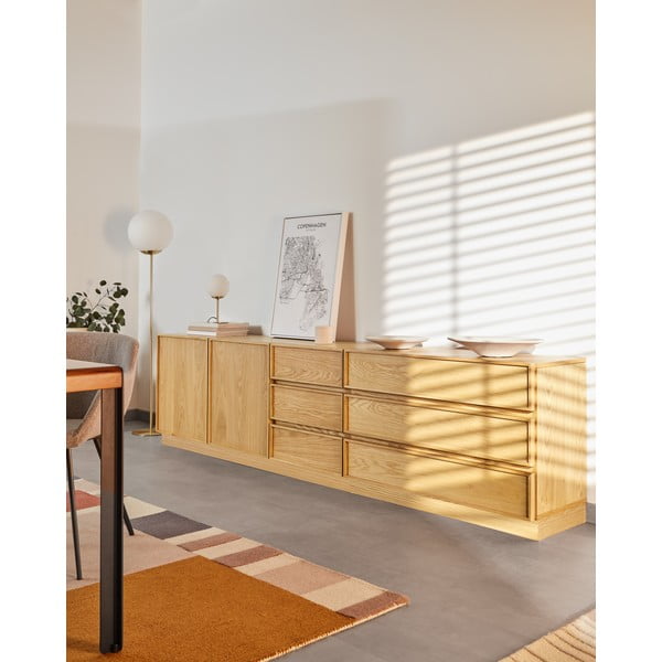 Stojacia lampa v zlatej farbe so skleneným tienidlom (výška 150 cm) Mahala - Kave Home-image-2