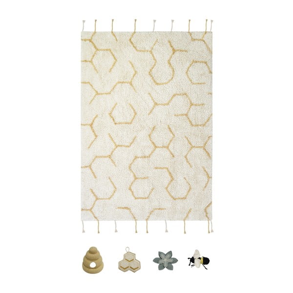 Krémový bavlnený detský hrací koberec 90x130 cm Pollination – Lorena Canals