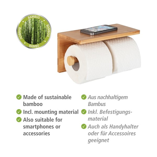 Nástenný bambusový držiak na toaletný papier Duo Bambusa – Wenko-image-4