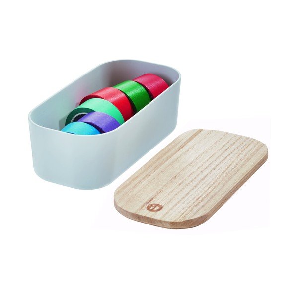 Sivý úložný box s vekom z dreva paulownia iDesign Eco, 9 x 18,3 cm-image-4