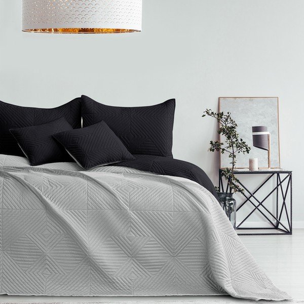 Čierny/svetlosivý prešívaný pléd z mikrovlákna 220x240 cm Softa – Restilo-image-3