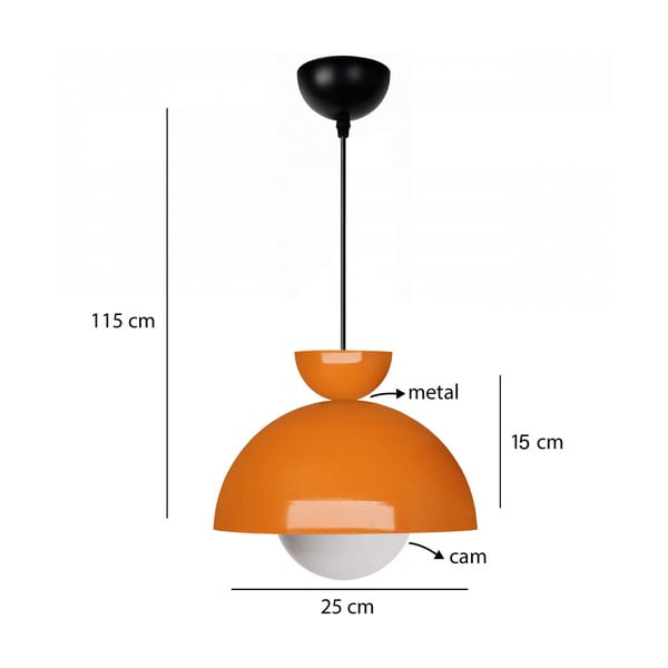 Oranžové závesné svietidlo s kovovým tienidlom ø 25 cm Arta – Opviq lights-image-2