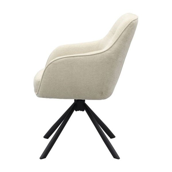 Krémovobiele čalúnené jedálenské kreslo s podrúčkami Avola – Unique Furniture-image-3