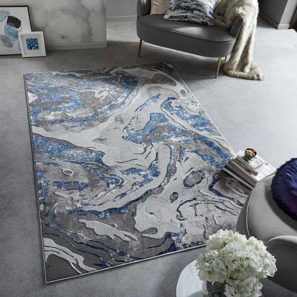 Modro-sivý koberec 80x150 cm Marbled – Flair Rugs-image-1