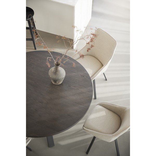 Tmavohnedý okrúhly rozkladací jedálenský stôl v dekore duba ø 135 cm Maddock – Rowico-image-4