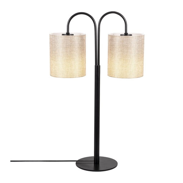 Čierna kovová stolová lampa s krémovými tienidlami Opviq lights Sifi-image-3