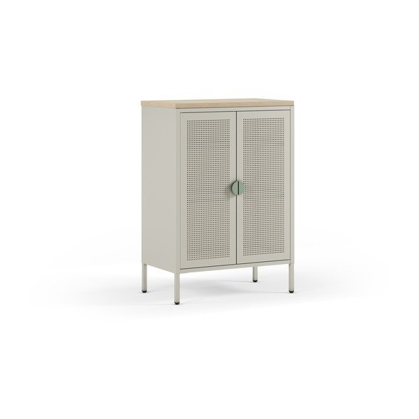 Krémovobiela/v prírodnej farbe kovová skrinka 70x100x40 cm Sayla – Marckeric