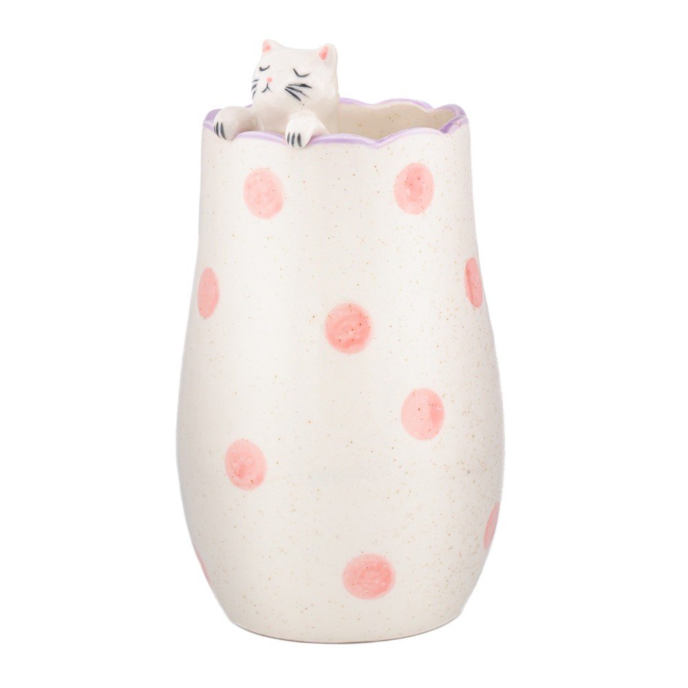 E-shop Biela váza z dolomitu (výška 18 cm) Peeking Cat – Sass & Belle