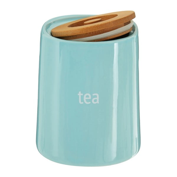 Modrá dóza na čaj s bambusovým vrchnákom Premier Housewares Fletcher, 800 ml