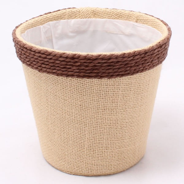 Béžovo-hnedý jutový obal na kvetináč Dakls