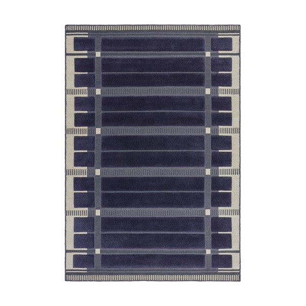 Tmavomodrý/béžový ručne tkaný vlnený koberec 120x170 cm – Asiatic Carpets
