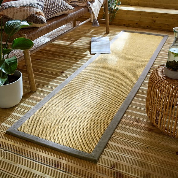 Vnútorný a vonkajší koberec v šedej a svetlohnedej farbe 60x230 cm Sisal Look – Flair Rugs-image-1