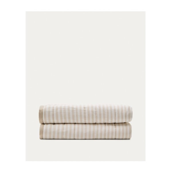 Béžový prešívaný pléd z Bio bavlny 180x240 cm Sini – Kave Home-image-2