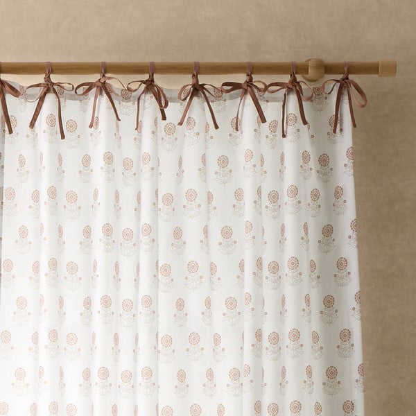 Biela záclona 140x183 cm Woodblock Floral – Pineapple Elephant