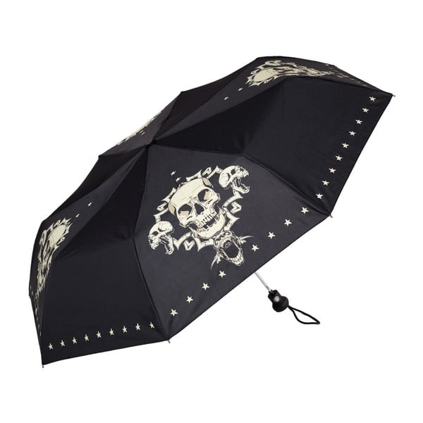Čierny skladací dáždnik Von Lilienfeld Skull, ø 90 cm