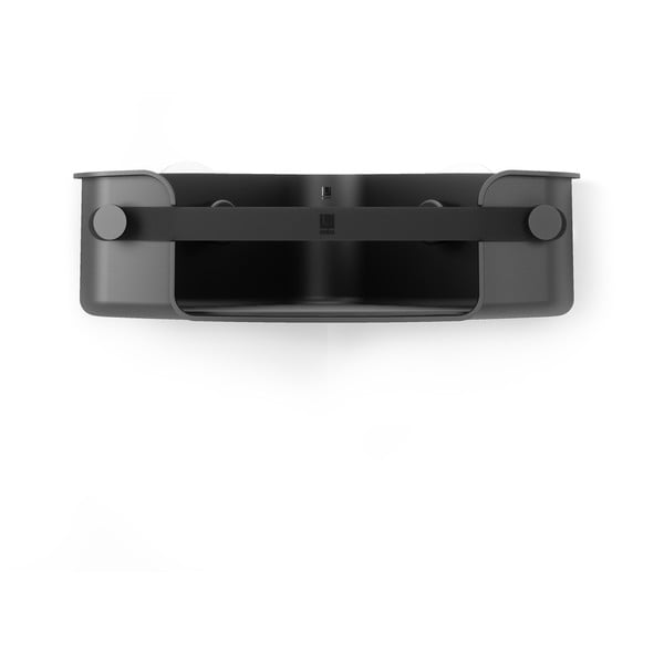 Čierna rohová plastová kúpeľňová polička bez vŕtania Flex Adhesive – Umbra-image-3