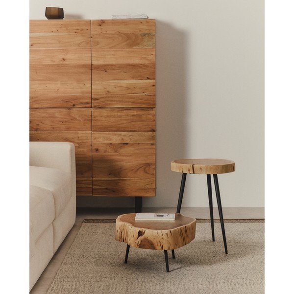 Okrúhly konferenčný stolík s doskou z akácie v prírodnej farbe 49x47 cm Tanive – Kave Home-image-1