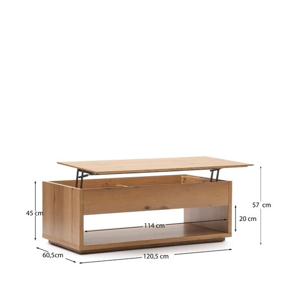 Konferenčný stolík v dekore duba v prírodnej farbe 60x120 cm Alguema – Kave Home-image-4