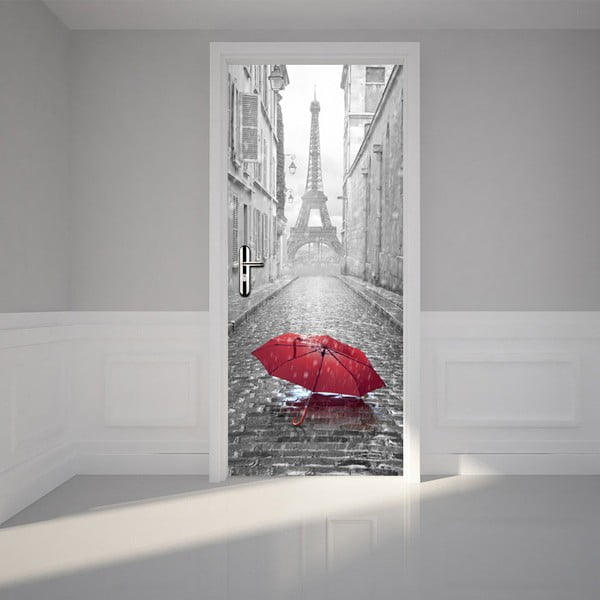 Adhezívna samolepka na dvere Ambiance Eiffel Tower and Umbrella, 83 x 204 cm