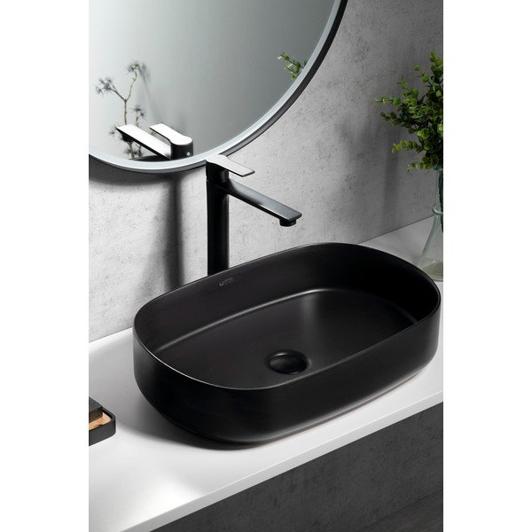 Matne čierna stojančeková umývadlová batéria Pax – Sapho-image-1