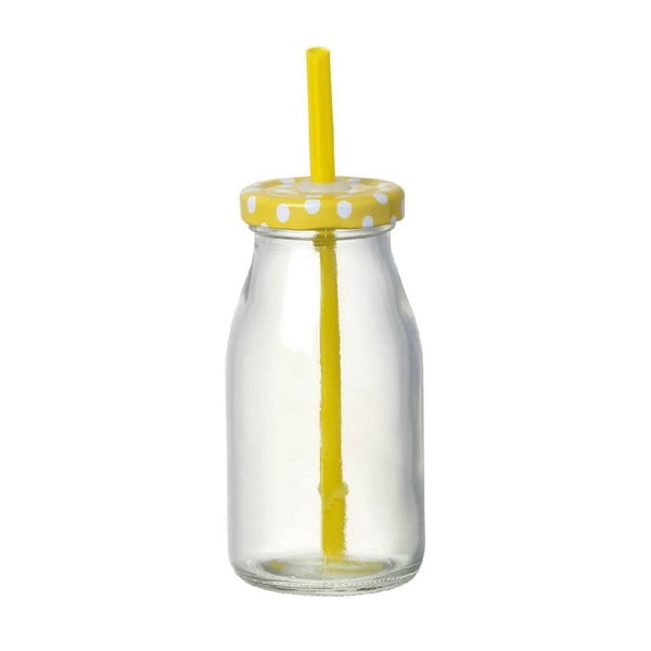 Sklenená fľaška so slamkou Bottle Yellow