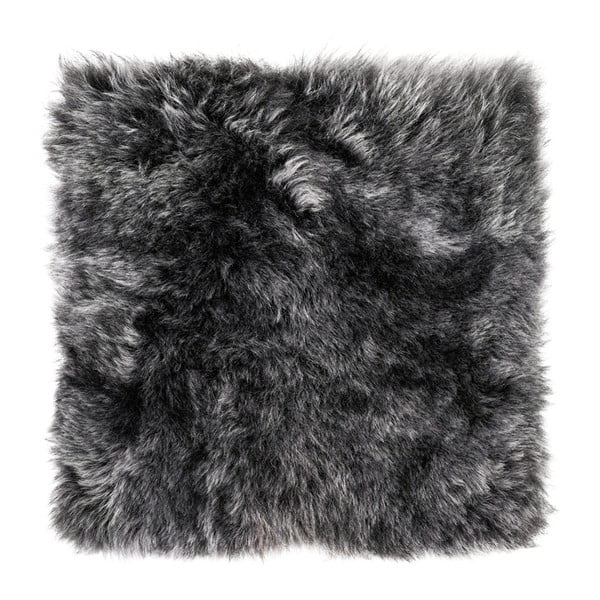 Antracitový kožušinový podsedák s dlhým vlasom Arctic Fur Eglé, 37 × 37 cm