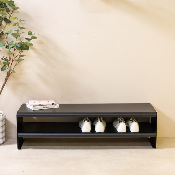 Čierna oceľová skrinka na topánky 101,5x28x31 cm Linea – Spinder Design-image-2