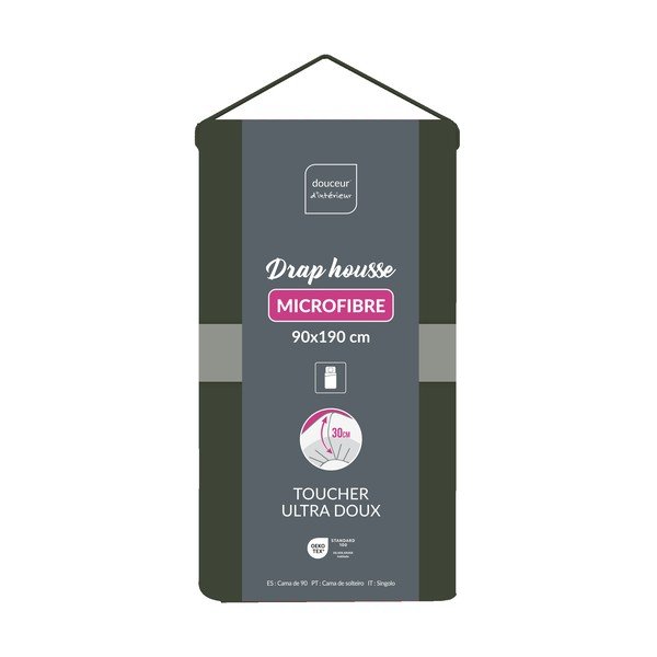 Khaki napínacia plachta z mikrovlákna 90x190 cm Oscar – douceur d'intérieur-image-1